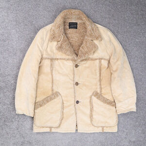 Vintage Womens JC Penney Sherpa Lined XL Beige Long Sleeve Western Jacket